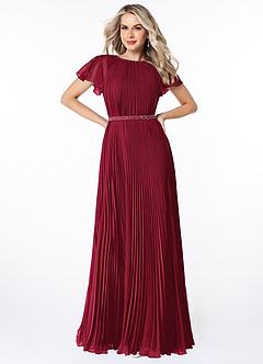 Azazie Kara Modest brudtärna klänningar Klänning A-Line Plisserad Golvlängd Chiffong image1