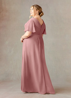 Azazie Morning Glory Final Sale Dusty Rose A-Line V-Neck Ruched Chiffon Dress image8