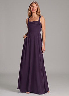 Azazie Shaude Bridesmaid Dresses Plum A-Line Pleated Chiffon Dress image3