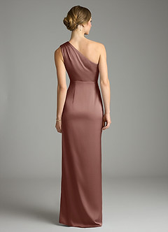 Azazie Emorie Jurken voor bruidsmeisjes Jurk van Stretch Satijn met Kolom One-Shoulder Espresso image6