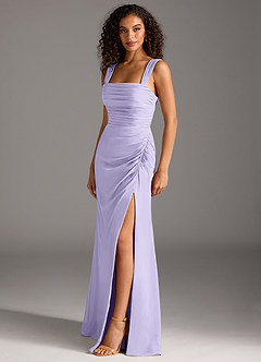 Azazie Jesaphine Abiti da Damigella Abito Tubino in Chiffon Fiocco Lilla image3