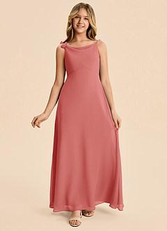 Azazie Gumdrop Junior Antique Rose Empire Pleated Chiffon Dress image5