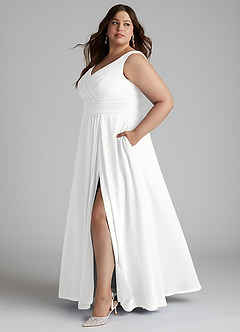 Azazie Karina Bridesmaid Dresses White A-Line Pleated Chiffon Dress image7