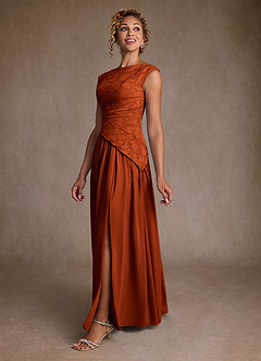 Azazie Kalleen Mother of the Bride Dresses Paprika A-Line Pleated Chiffon Dress image4