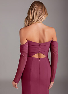 Azazie Hallie Bridesmaid Dresses Mulberry Mermaid Long Sleeve Chiffon Dress image7