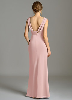 Azazie Kieryn Brudtärnklänningar Klä av Sjöjungfru i Chiffong Plisserad Puderrosa image2