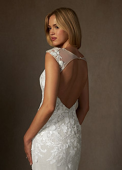 Azazie Salina Abiti da Sposa Abito Sirena in Tulle con Scollo a Cuore e Paillettes Bianco Diamante image8