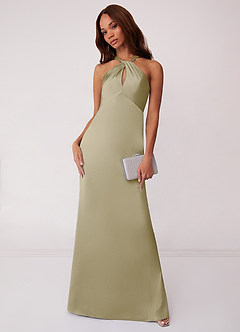 Barbie ♥ Azazie At-home Try On Dresses Barbie Pink Sheath Stretch Satin Dress image1