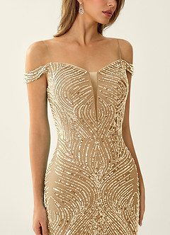 Sabine Champagne Beading Corset Lace Up Back Mermaid Prom Dress image4