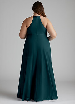 Azazie Annabelle Robes de demoiselle d'honneur de maternité Robe Trapèze Col V plissé Longueur ras du sol Maille image8