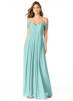 Azazie Kaitlynn Abiti da Damigella Abito Convertibile Impero in Chiffon Increspato Acqua image2
