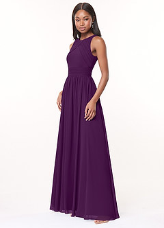 Azazie Harper Brautjungfernkleider A-Linie Plissee Chiffon Kleid Traube image3