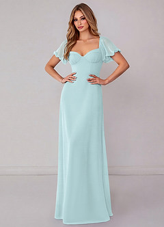 Azazie Fatima Robes de demoiselle d'honneur Robe Trapèze en Mousseline de soie avec poches Brume image2