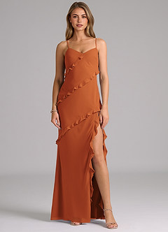 Azazie Nancie Bridesmaid Dresses Cinnamon Mermaid Ruched Chiffon Dress image1