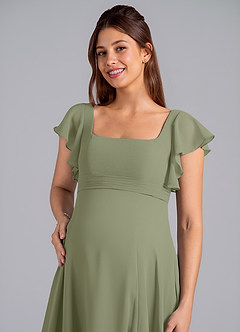 Azazie Bondi Maternity Bridesmaid Dresses A-Line Ruched Chiffon Floor-Length Dress image5