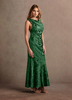 Bellini Hunter Green Jacquard Satin Maxi Dress image3