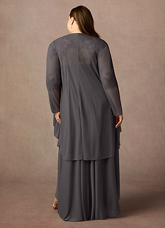 Azazie Anne Abiti per la Madre della Sposa Abito Tubino in Pizzo con Scollo a Cuore e Paillettes Grigio Acciaio image11