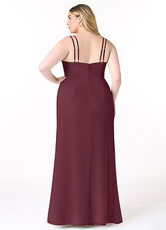 Azazie Leo Bridesmaid Dresses Cabernet Mermaid V-Neck Pleated Chiffon Dress image8