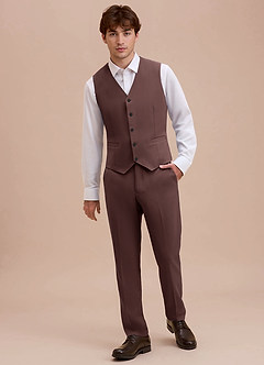 front Ethan Espresso Refined Weave Suit Vest