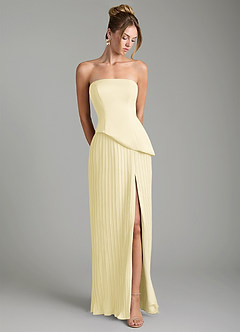 Azazie Tierney Bridesmaid Dresses Lemon Sorbet A-Line Strapless Chiffon Convertible Dress image4