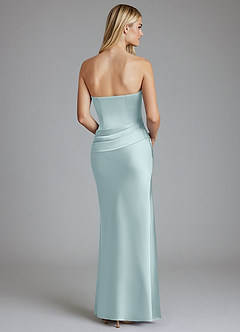 Azazie Lenya Abiti da Damigella Abito Tubino in Raso Elasticizzato Plissettato Nebbia image2