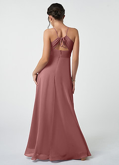 Azazie Avelina Junior Desert Rose A-Line Pleated Chiffon Dress image3