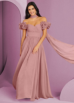 Barbie ♥ Azazie Vestidos de damas de honor Vestido de Rosa Polvorienta de Gasa de Corte en A Convertible con Vestidos sin tirantes image13
