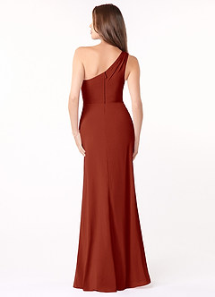 Azazie Madi Final Sale Desert Rose A-Line One Shoulder Stretch Chiffon Dress image2