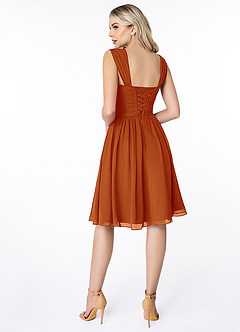 Azazie Angie Bridesmaid Dresses Paprika A-Line Corset Chiffon Dress image2