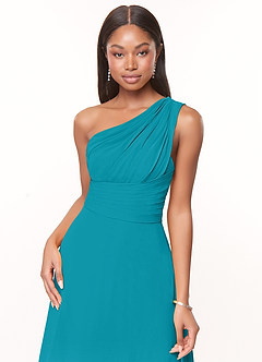 Azazie Ashley Bridesmaid Dresses Jade A-Line Ruched Chiffon Dress image5