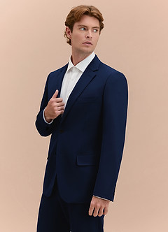 front James Blue Structured Stretch Suit Jacket