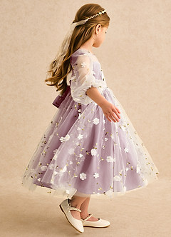 Azazie Elowen Flower Girl Dresses Vintage Mauve A-Line Sweetheart Neckline Lace Dress image6