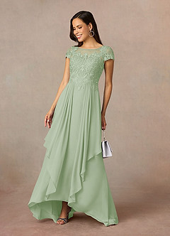 Azazie Lunda Mère de la mariée Robes Robe Trapèze en Mousseline de soie Dentelle Vert Sauge image2