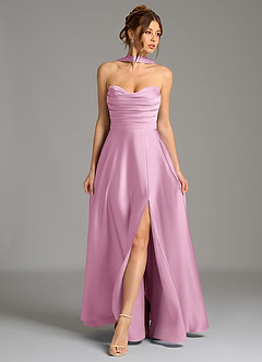 Azazie Ayla Abiti da Damigella Abito A-Line in Raso Elasticizzato Corsetto Rosa Confetto image1