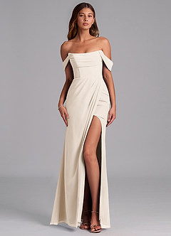 Azazie Johana Bridesmaid Dresses White Alabaster Mermaid Off the Shoulder Chiffon Convertible Dress image10
