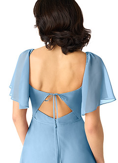 Azazie Chloe Bridesmaid Dresses Steel Blue A-Line Sweetheart Neckline Chiffon Dress image3
