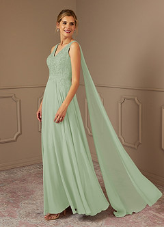 Azazie Joules vestidos de madre de la novia Vestido de Salvia Polvorienta de Gasa de Corte En A con Lentejuela image3