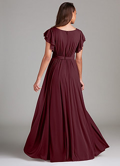Azazie Daphne Modest Bridesmaid Dresses A-Line Ruched Mesh Floor-Length Dress image2