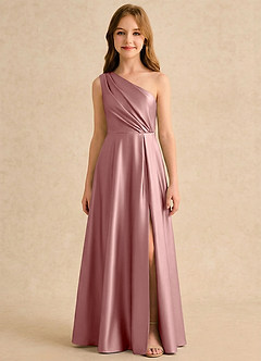 Azazie Puddles Junior Formal Flower Girl Klänningar Klä A-Line i Stretch Satin Ena axeln image6