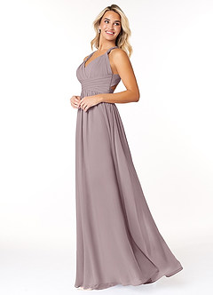 Azazie Ashia Brautjungfernkleider A-Linie Plissee Chiffon Kleid Dämmerung image3