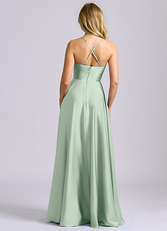 Azazie Truce Vestidos de damas de honor Vestido de Agave de Satén Elástico de Corte en A image2