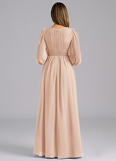 Azazie Palerma Brautjungfernkleider A-Linie Langarm Chiffon Kleid Englisches Rosa image2