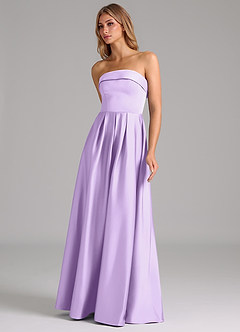Azazie Lucienne Bridesmaid Dresses Lilac A-Line Strapless Stretch Satin Convertible Dress image6