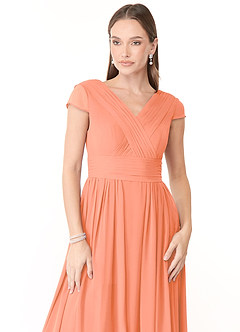 Azazie Organa Brautjungfernkleider A-Linie Plissee Chiffon Kleid Sonnenuntergang image5