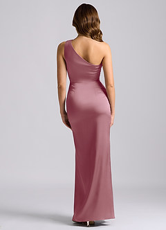 Azazie Akilah Bridesmaid Dresses Vintage Mauve Mermaid One Shoulder Stretch Satin Dress image2