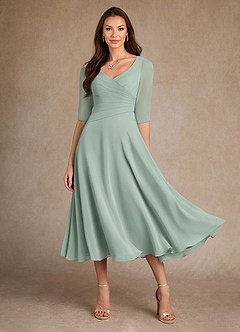 Azazie Durant Mother of the Bride Dresses Agave A-Line Pleated Chiffon Dress image2