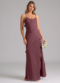 Azazie Nancie Bridesmaid Dresses Sangria Mermaid Ruched Chiffon Dress image4