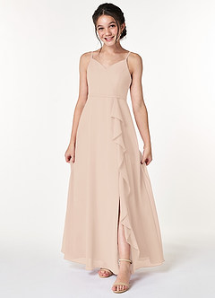 Azazie Naeem Junior Jurk van Chiffon met A-Lijn Ruches Engelse Roos image1