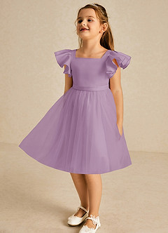 Azazie Kaeya Flower Girl Dresses Wisteria A-Line Bow Tulle Dress image4