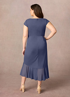 Azazie Renetta Abiti per la Madre della Sposa Abito Tubino in Maglia con Scollo a V a Pieghe Stormy image10